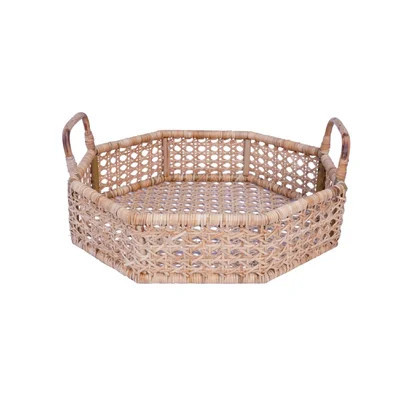 HEXAGON WOVEN CANE SERVING TRAY | Wayfair North America