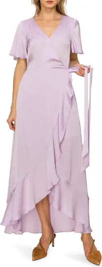 V-Neck Ruffle Sleeve Wrap Dress | Nordstrom Rack