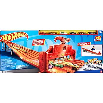 Hot Wheels Toy Car Playset with Lights, Sounds & 6 1:64 Scale Vehicles, Super 6-Lane Raceway, 8-f... | Amazon (US)
