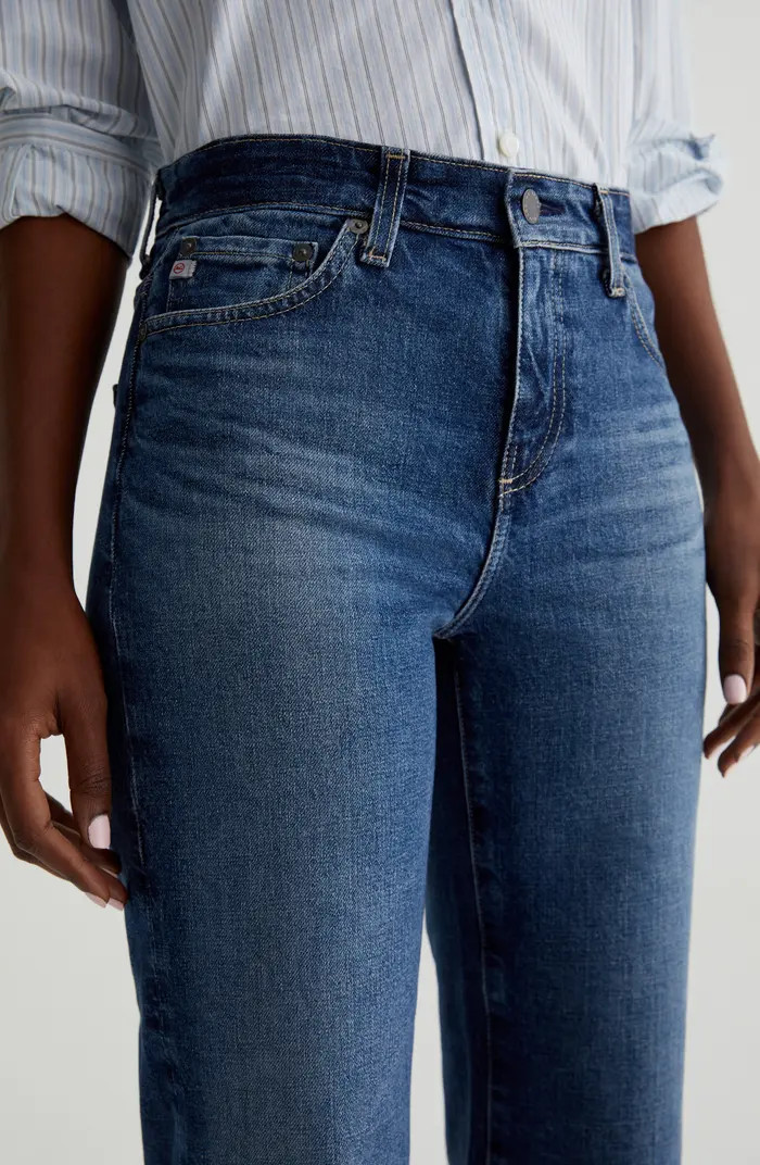 Saige Stretch Raw Hem Crop Wide Leg Jeans | Nordstrom