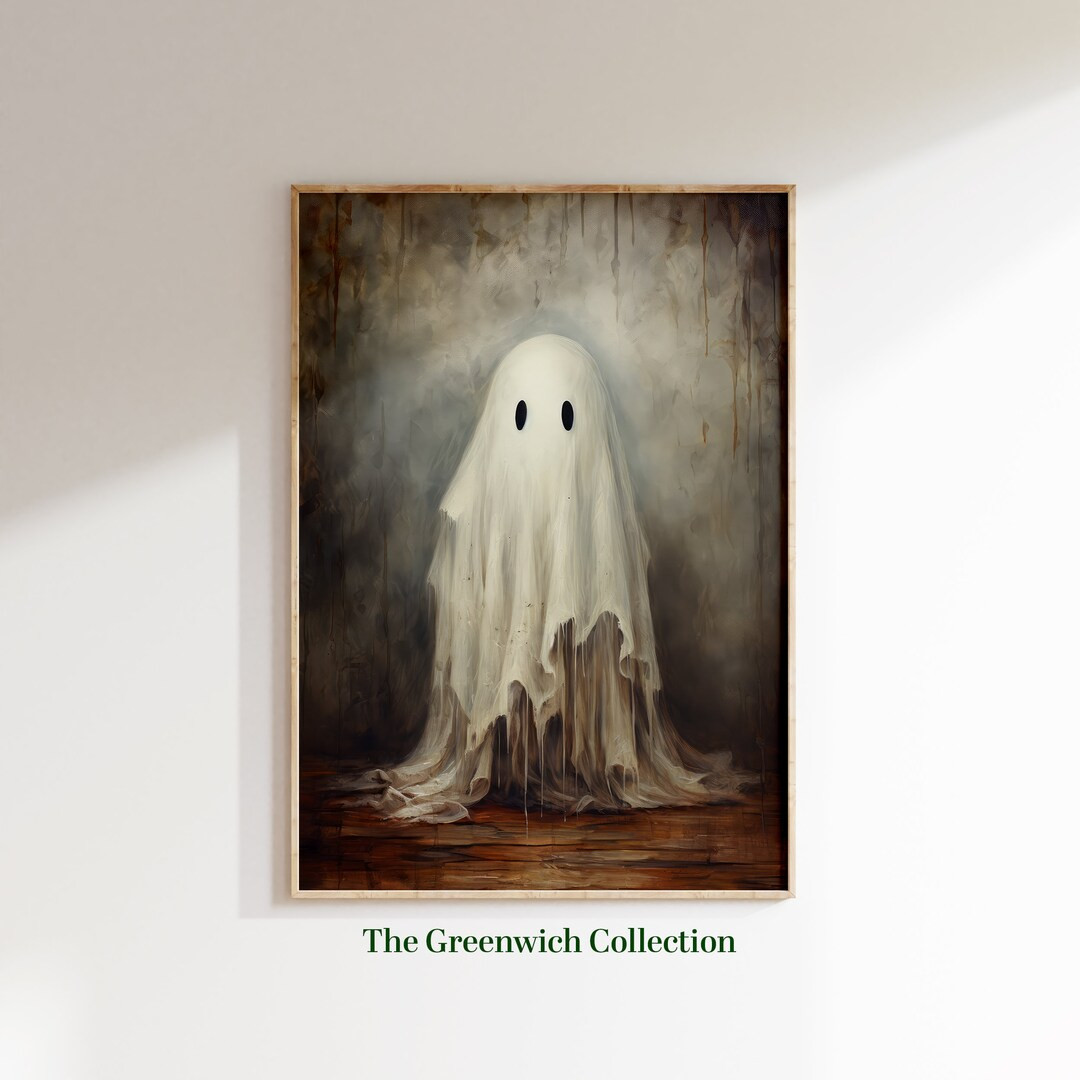 Cute Ghost Printable Vintage Painting, Moody Halloween Decor, Printable Halloween Poster, Dark Ac... | Etsy (US)