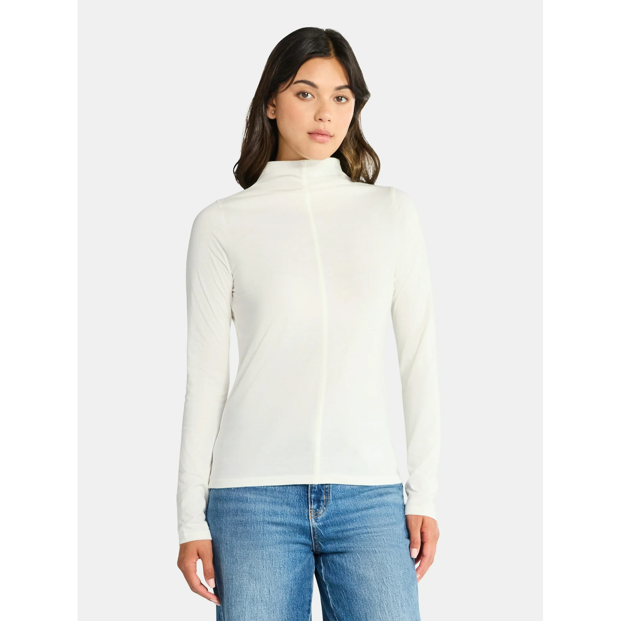 Time and Tru Women's Tissue Like Turtleneck Top, Sizes XS-XXXL | Walmart (US)