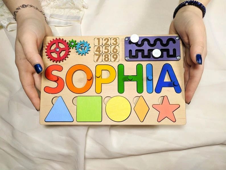 Personalized busy board Travel busy board Kids name puzzle Wooden puzzle for kids Wooden name wit... | Etsy (US)