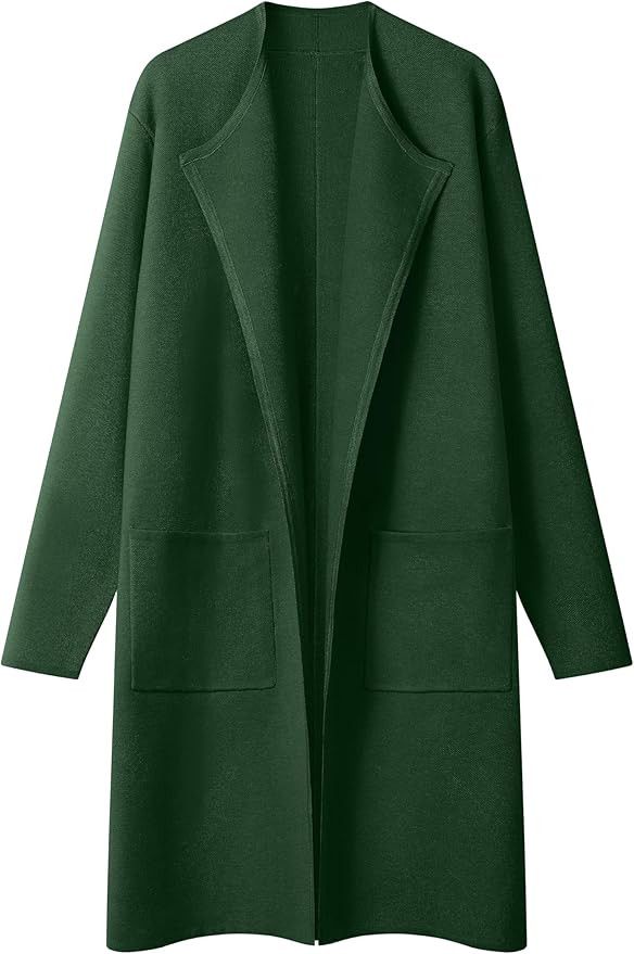 MEROKEETY Women's Open Front Coatigan Sweater Long Sleeve Casual Knit Lapel Cardigan Coat with Po... | Amazon (US)