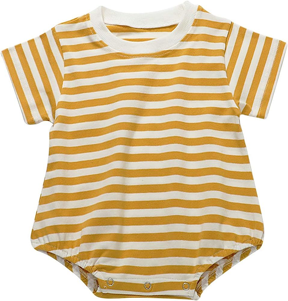 famuka Baby Boys Girls Shirts Stripes Rompers Unisex Baby Summer Clothes | Amazon (US)