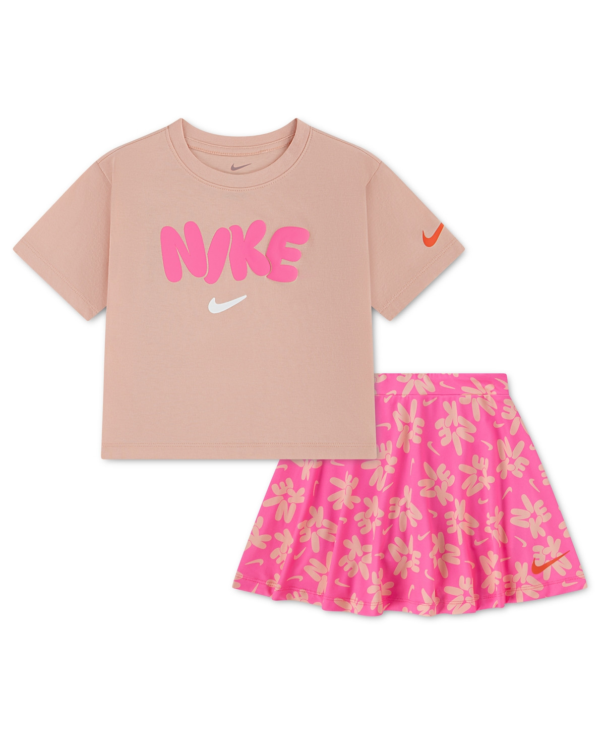 Nike Girls' 4-6X Bold Play T-Shirt and Scooter Skort, 2-Piece Set - Pink Glow | Macy's