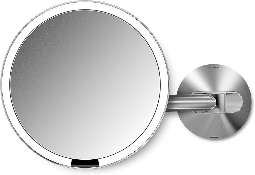 simplehuman ST3002 20cm Wall Mount Rechargeable Sensor Mirror, Light Up Bathroom Makeup Magnifyin... | Amazon (US)