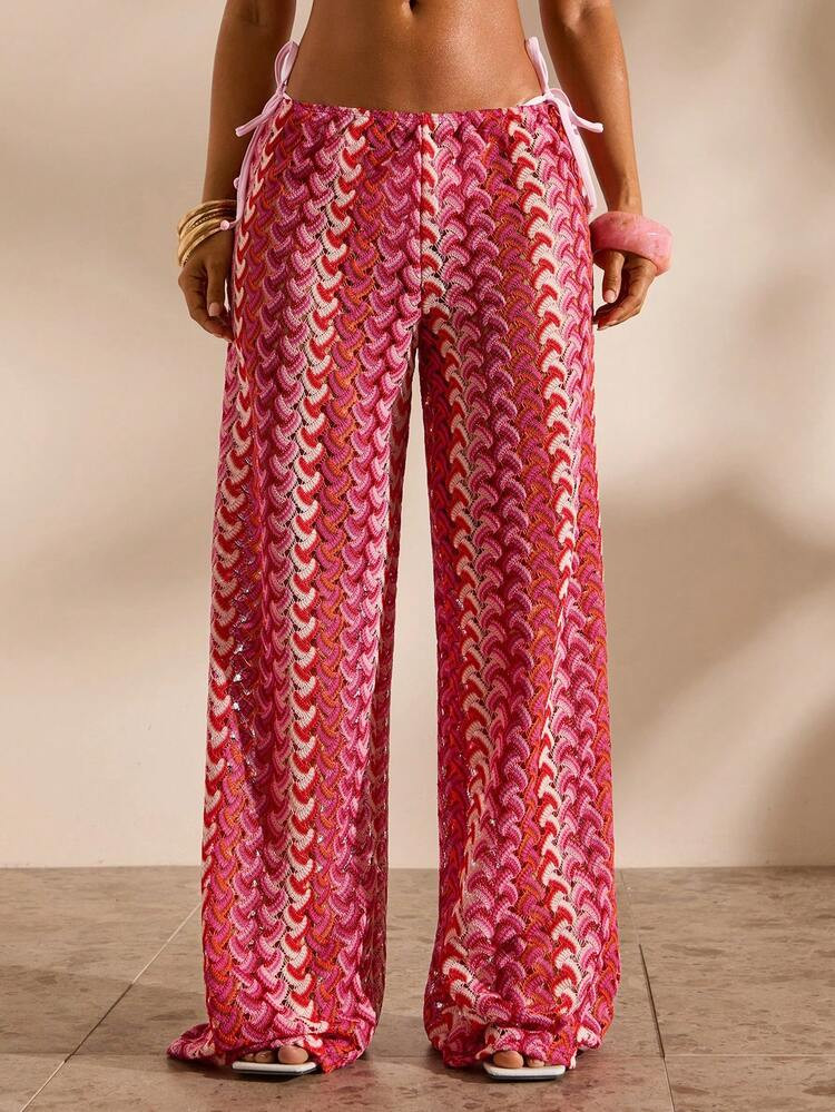 Opulessa Women's Vacation Casual Striped Cover-Up & Pants Set | SHEIN