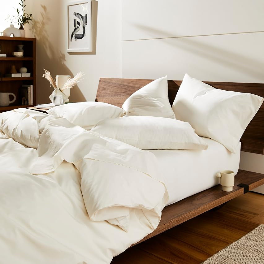 Brooklinen Luxury Sateen 7 Piece Sheet Set - 100% Cotton, Full Size in White - 1 Duvet Cover, 1 F... | Amazon (US)