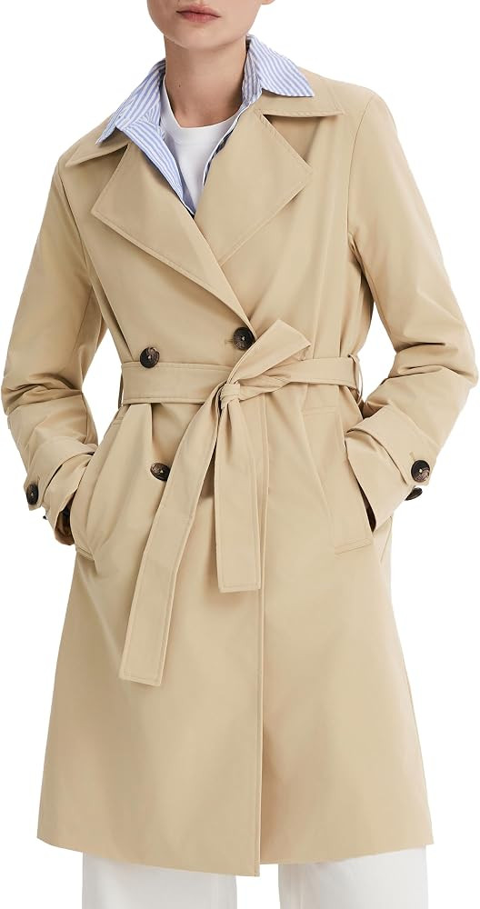Orolay Women's Double Breasted Trench Coat Lapel Collar Casual Jacket Long Windbreaker | Amazon (US)