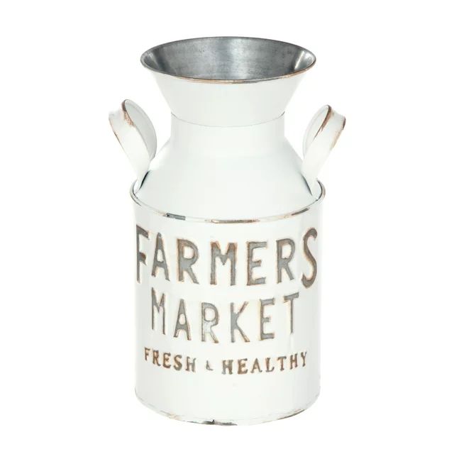 Mainstays Farmers Market Metal Milk Jug Décor with Handles, White, 10.4" H | Walmart (US)