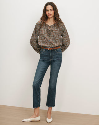 Veronica Beard Milla Straight-Leg Jean Roadside Blue | Veronica Beard
