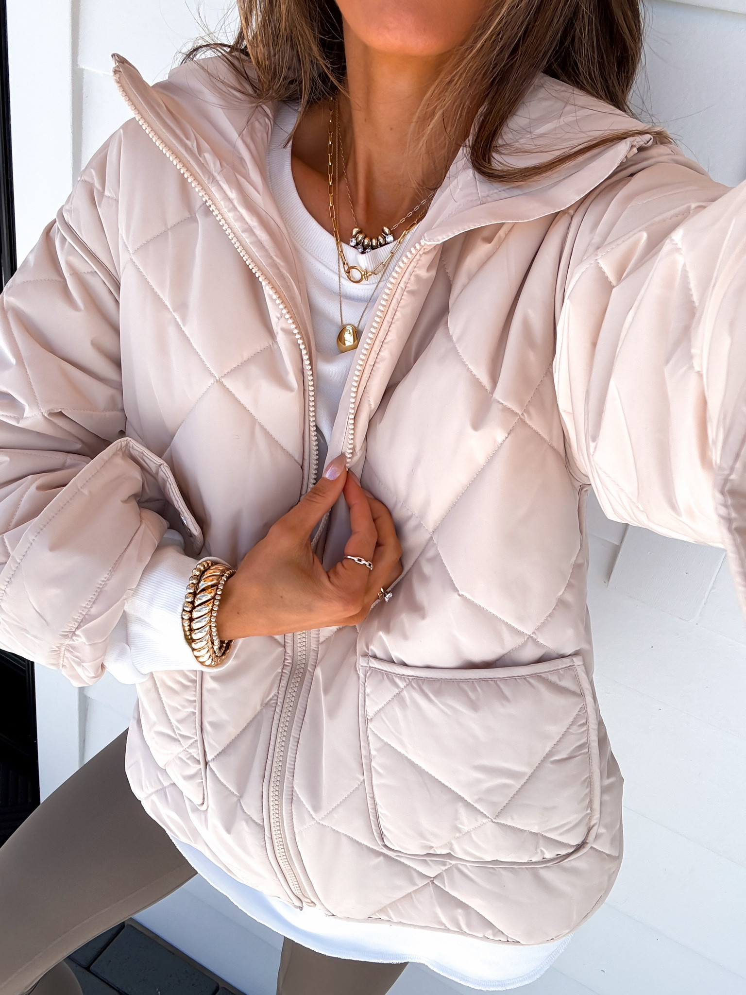 Wearing a small in the puffer jacket. Leggings fit true to size - I’m wearing a size xsmall

#LTKFindsUnder50 #LTKSeasonal #LTKSaleAlert