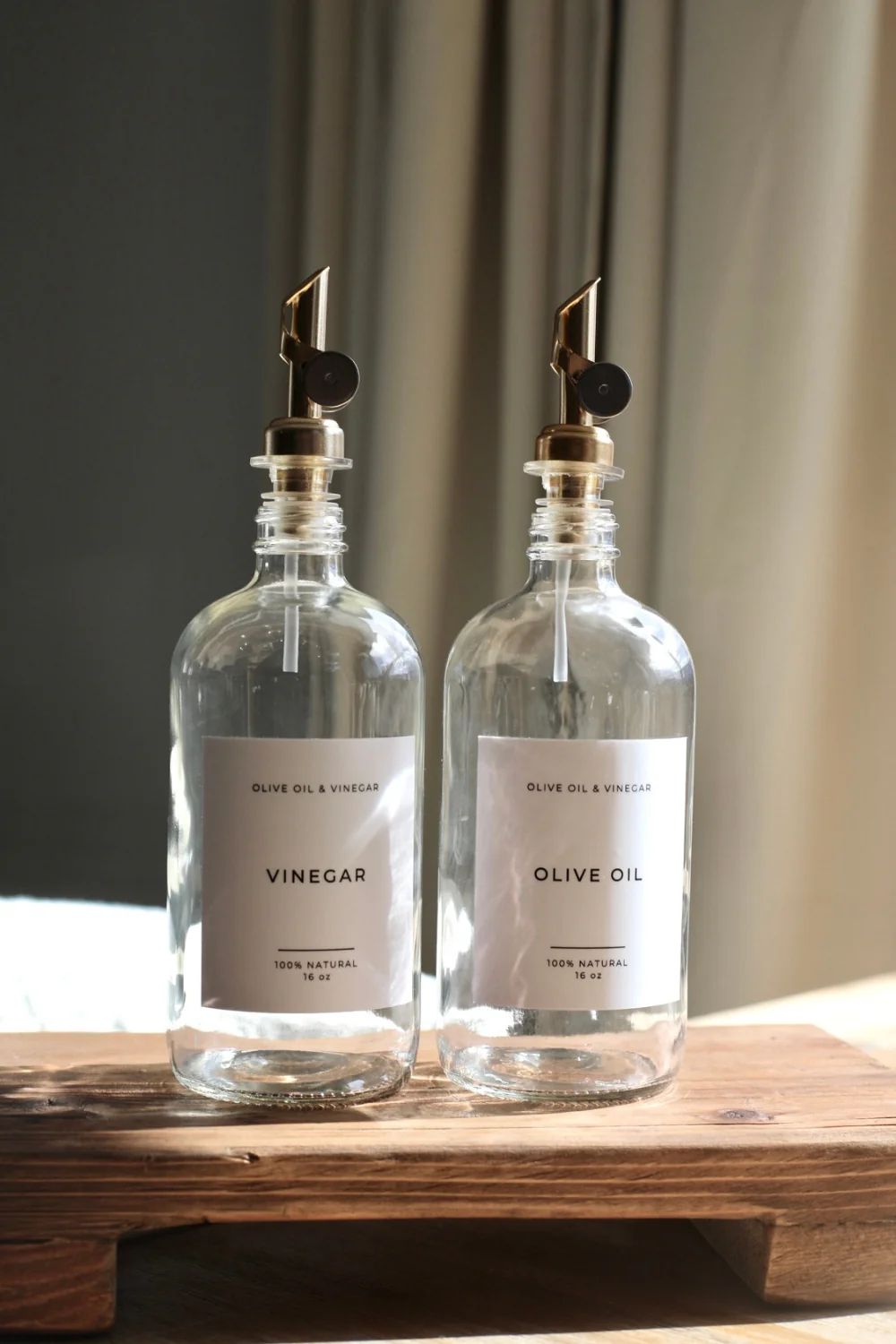 Olive & Vinegar Glass Clear Bottles | Luxe B Co