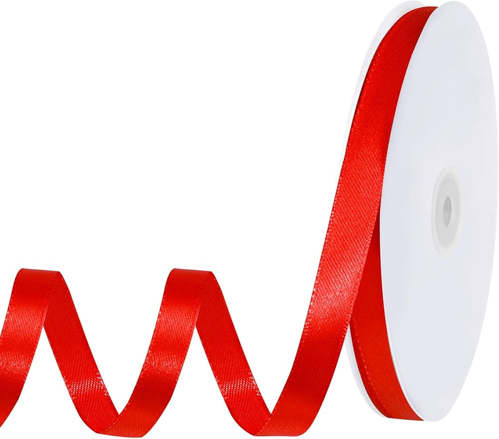 Red Ribbon 120 Yards 3/8 Inch Thin Red Satin Ribbon Craft Fabric Valentine Ribbons for Hair Bow M... | Amazon (US)