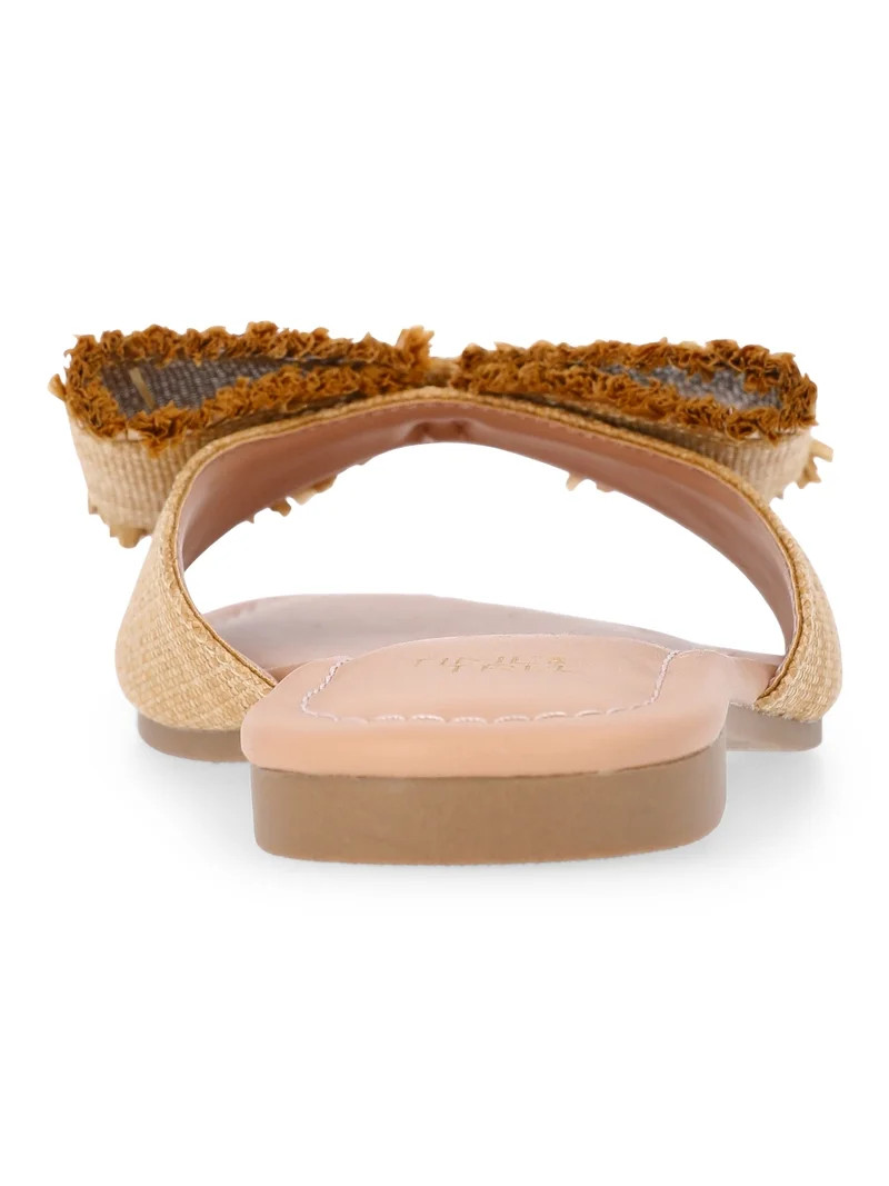 Time and Tru Women's Raffia Bow Slide Sandals | Walmart (US)