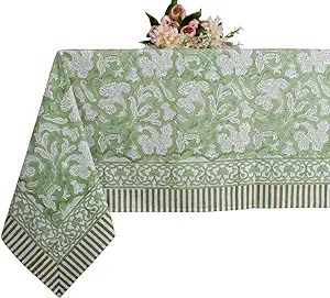 Ridhi 100% Cotton Hand Block Print Tablecloth Washable Easter Thanksgiving/Christmas Parties/Wedd... | Amazon (US)