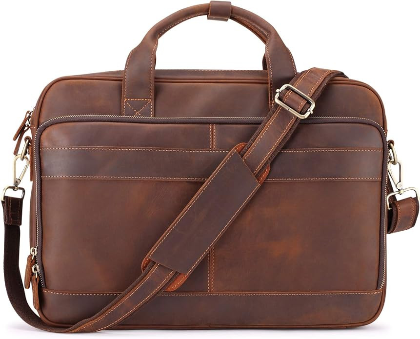 Jack&Chris Leather Briefcase for Men,Business Travel Laptop Messenger Bags | Amazon (US)
