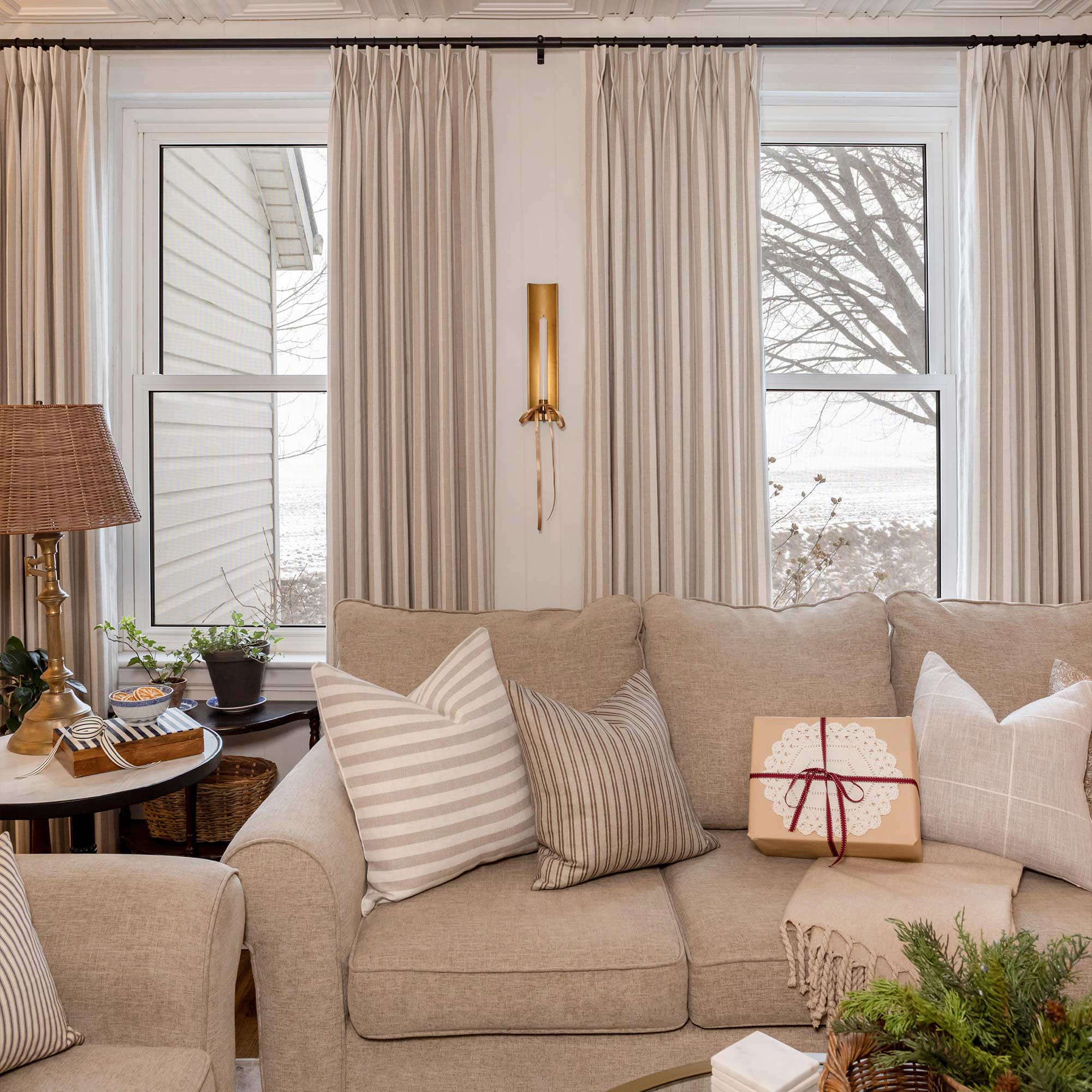 Alfred Stripe Linen Custom Curtains | Curtarra
