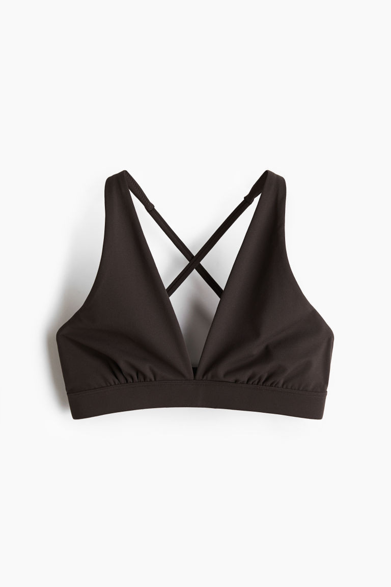 H & M - Light Support Sports bra in SoftMove - Brown | H&M (UK, MY, IN, SG, PH, TW, HK)