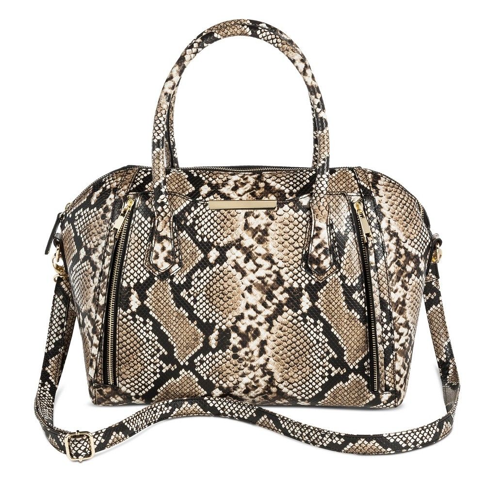 Women's Snake Print Satchel Handbag - Mossimo, Dark Taupe | Target