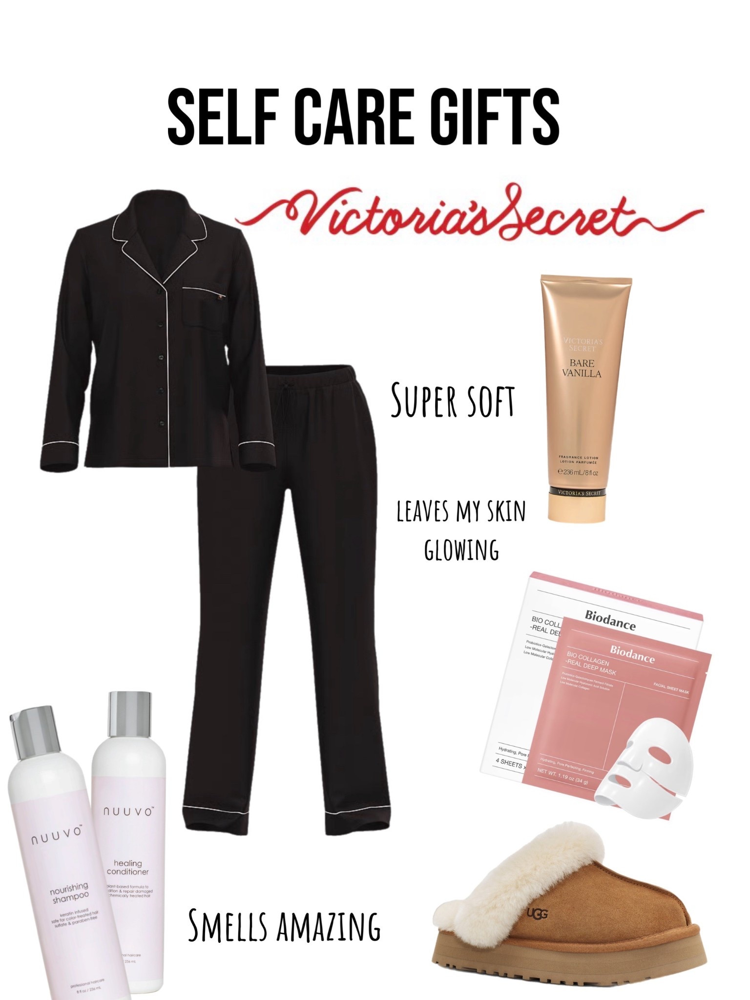 Self-care is everything around the holidays. A soft PJ set, my favorite cozy slippers, a nourishing face mask, and a luxury shampoo and conditioner are all perfect treats — whether you’re gifting yourself or spoiling someone you love. These little rituals make the season feel calmer, softer, and more intentional. Everything is linked. 🤍 


#LTKGiftGuide #LTKHoliday #LTKCyberWeek