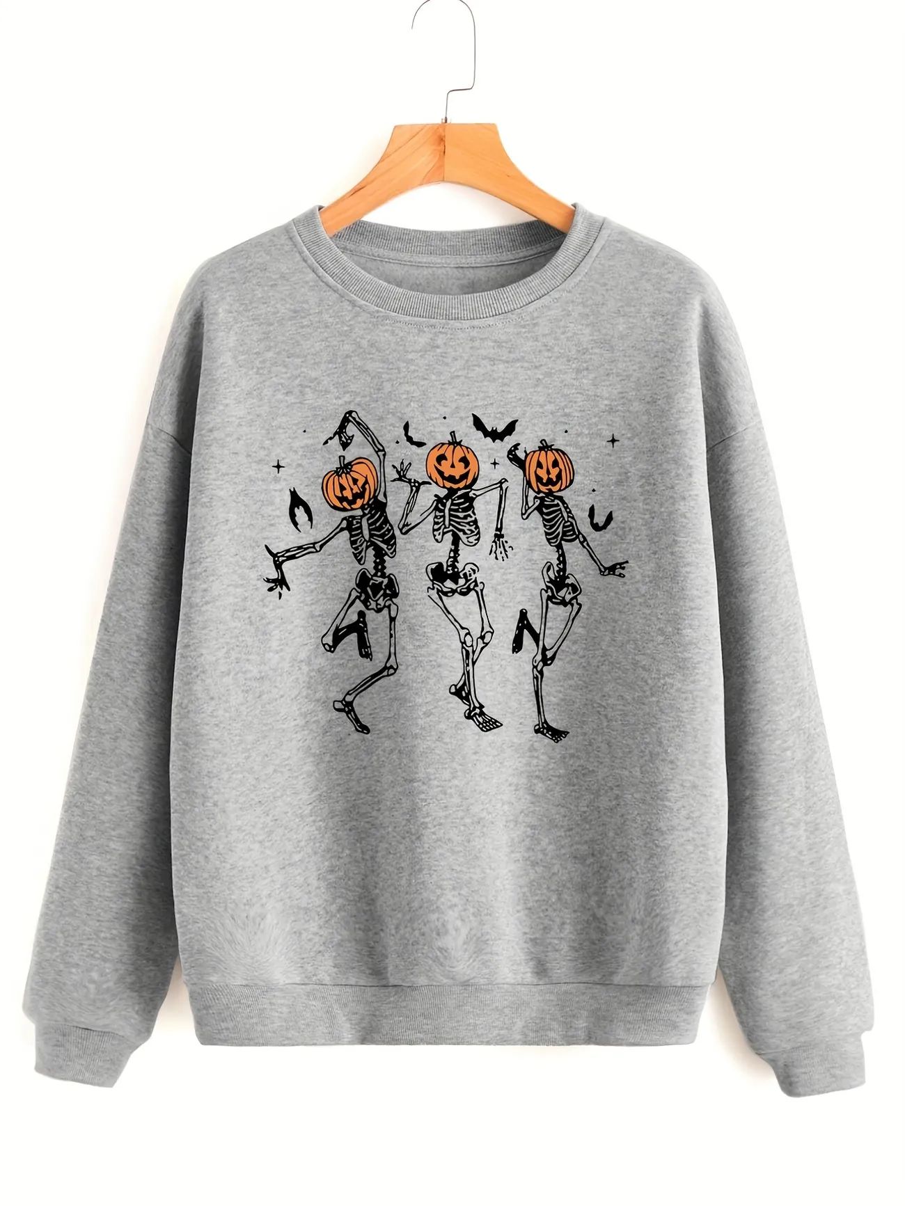 Halloween Pumpkin Skull Print Round Neck Loose American Style Sweatshirt,  Drop Shoulder Long Sle... | Temu Affiliate Program