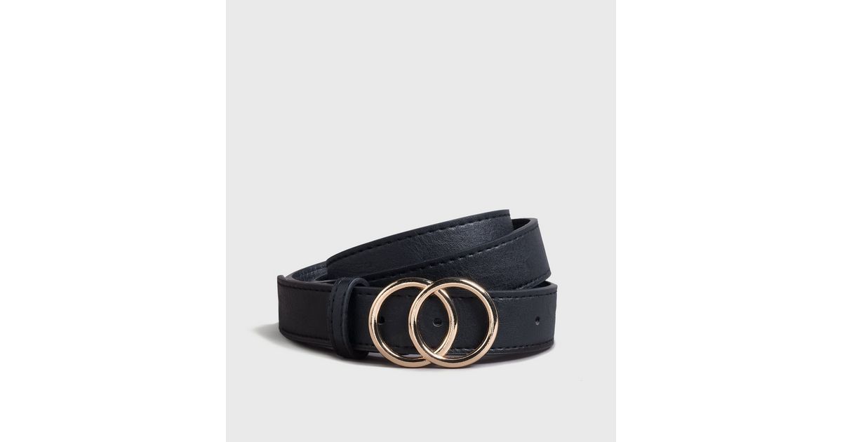 Black Leather-Look Double Circle Belt 
						
						Add to Saved Items
						Remove from Saved It... | New Look (UK)