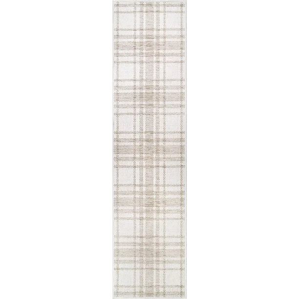 My Texas House Hampshire Plaid Reversible Indoor/ Outdoor Area Rug, Natural Driftwood, 2' x 8' Ru... | Walmart (US)