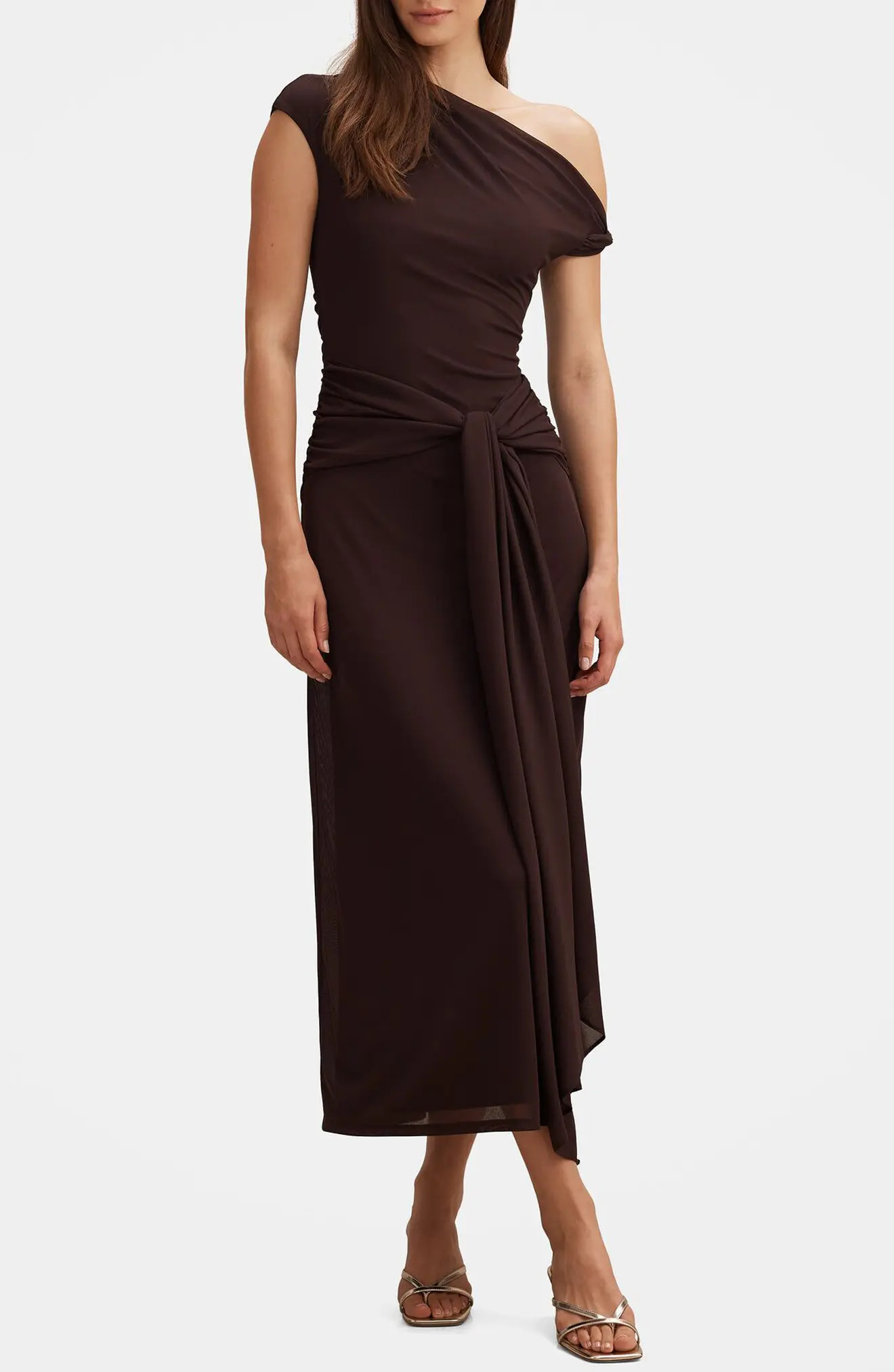 Ever New Piper Draped One-Shoulder Midi Dress (Women) | Nordstrom | Nordstrom