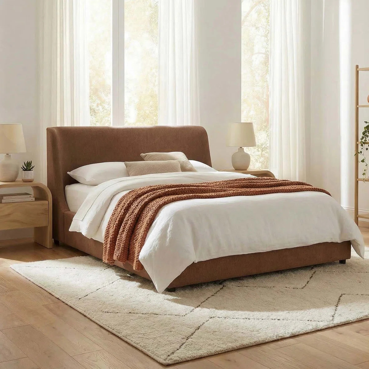 Suhavi Curved Wingback Upholstered Platform Bed | Wayfair North America