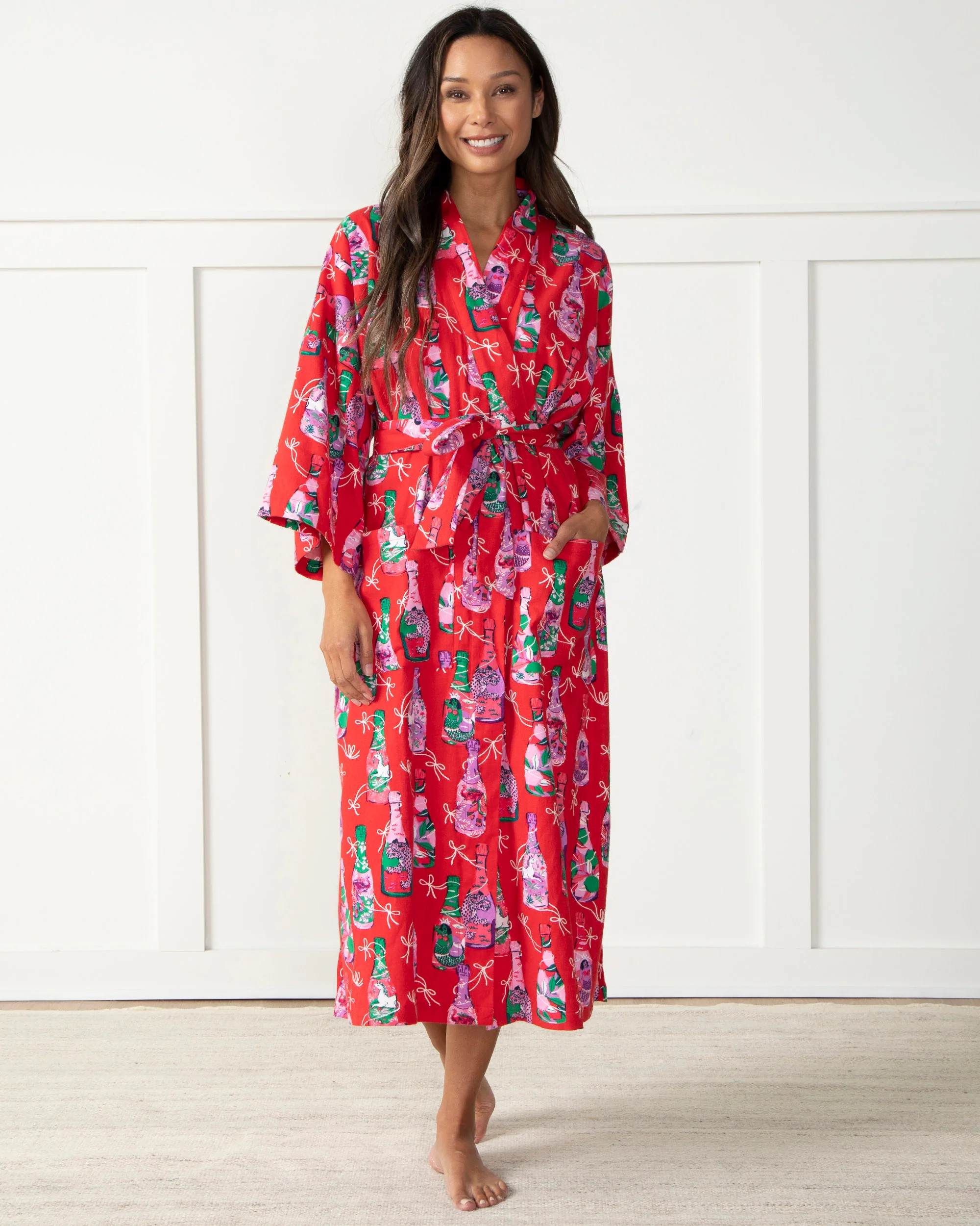 Pop the Bubbly - Brushed Twill Robe - Red Stocking | Printfresh
