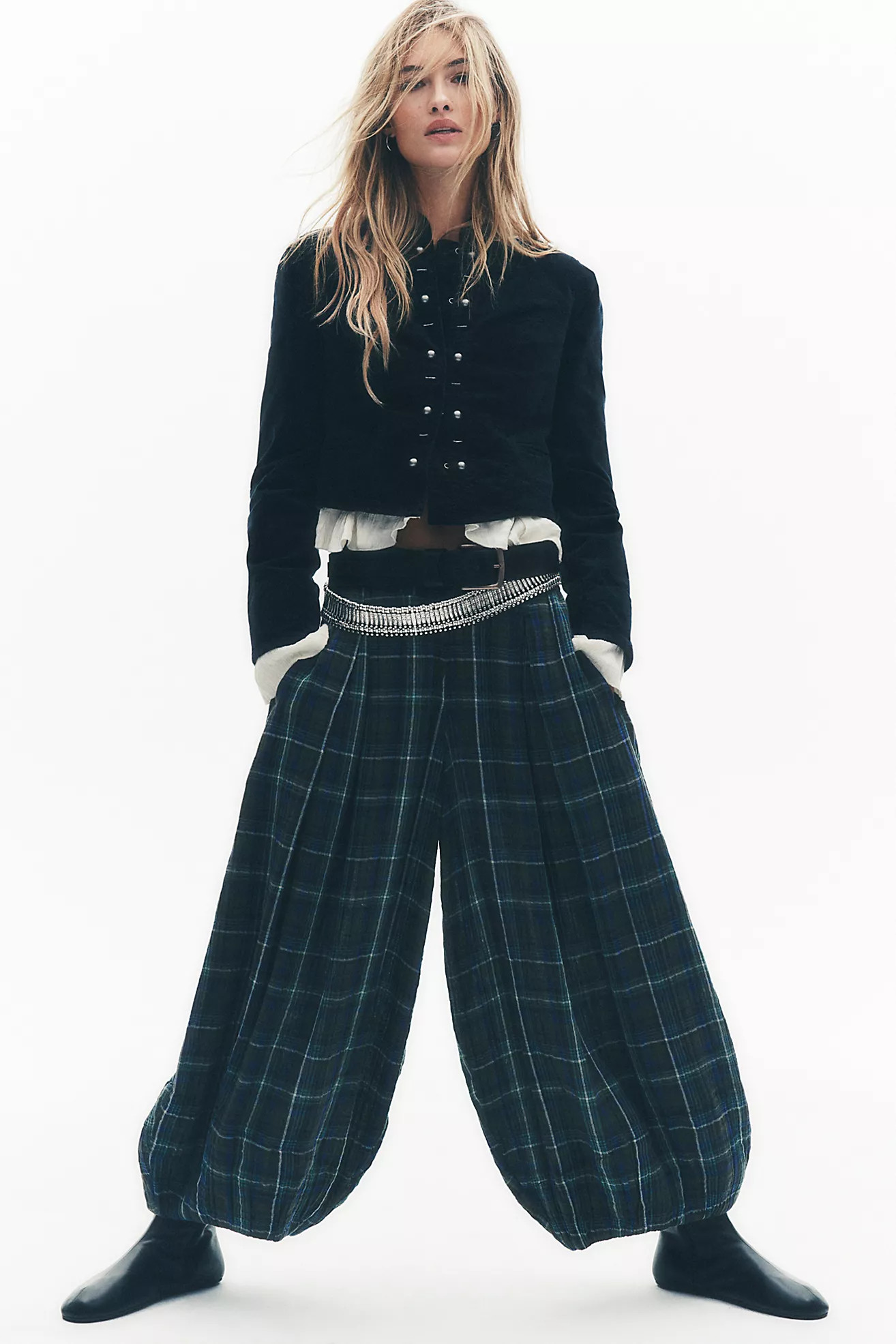Moonflower Plaid Pull-On Balloon Pants | Free People (Global - UK&FR Excluded)