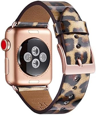 WFEAGL Compatible iWatch Band 38mm 40mm, Top Grain Leather Band with Gold Connector (Same as Seri... | Amazon (US)