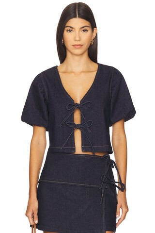 MINKPINK Raya Tie Front Top in Indigo from Revolve.com | Revolve Clothing (Global)