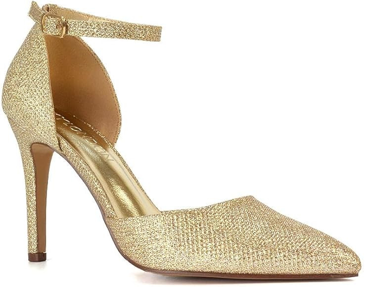 Women's Stiletto D'Orsay Point Toe Court Shoes Ladies Ankle Strap Party Classic Heel Pumps Size 3... | Amazon (UK)