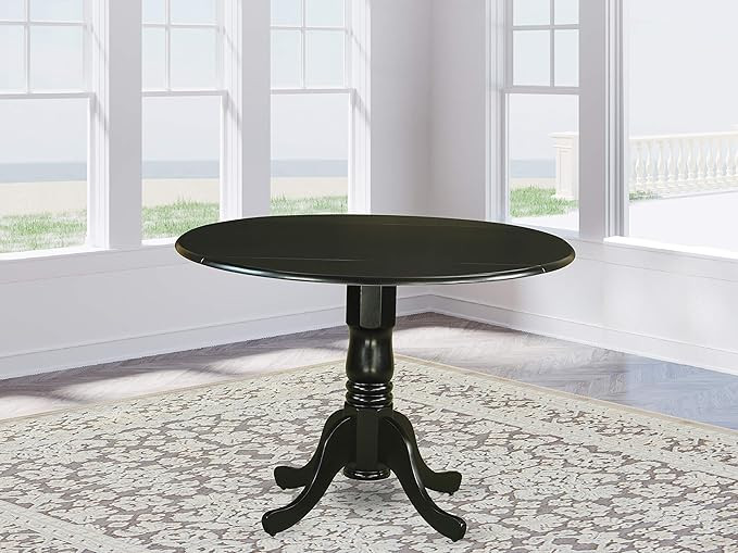 East West Furniture Dublin Table-Black Table Top Surface and Black Finish Pedestal Legs Hardwood ... | Amazon (US)