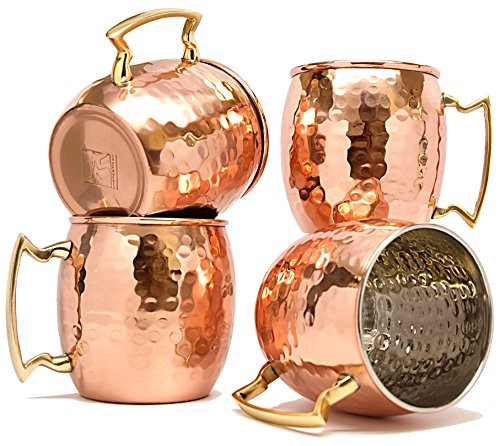 Coppertisan Barrel Hammered Copper Moscow Mule Mug, 18 oz - Set of 4 - Handmade of 100% Pure Copper, | Amazon (US)
