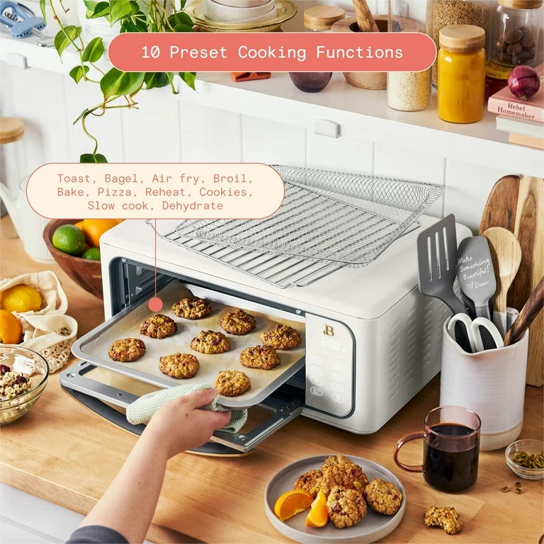 Beautiful Infrared Air Fry Toaster Oven, 9-Slice, 1800 W, White Icing by Drew Barrymore | Walmart (US)