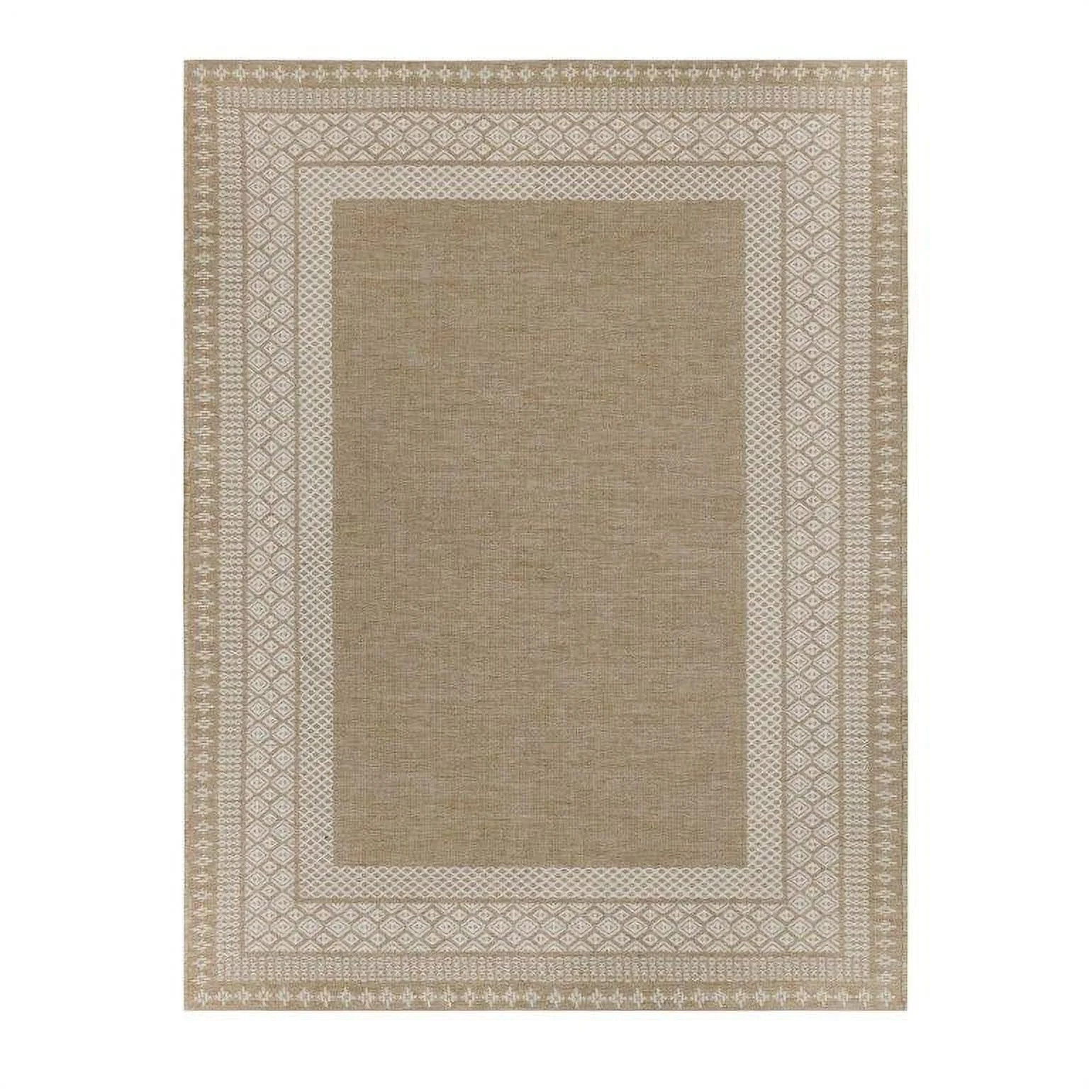 Better Homes & Gardens 5'x7' Beige Border & Striped Reversible Indoor/Outdoor Rug | Walmart (US)