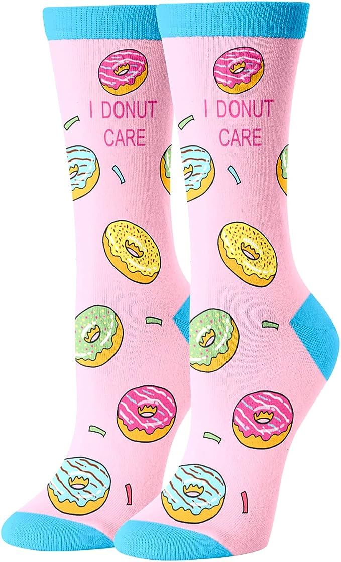 HAPPYPOP Women's Food Fruit Socks Funny Crazy Taco Pickle Dill Crew Socks | Amazon (US)