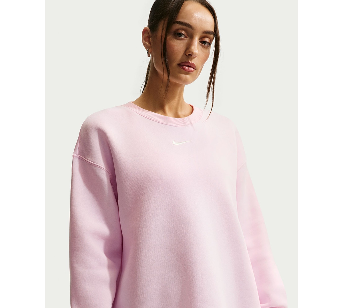 Nike Sportswear Women's Phoenix Fleece Oversized Crewneck Sweatshirt - Pink Foam/Sail | Macy's