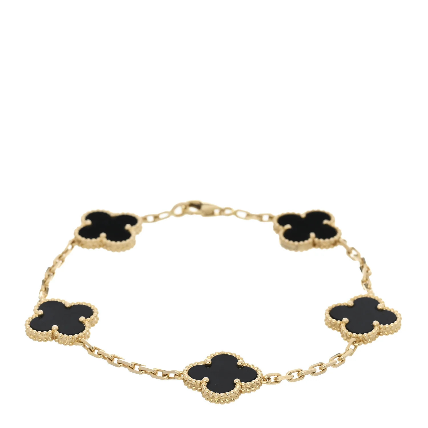 Van Cleef &amp; Arpels 18K Yellow Gold Black Onyx 5 Motifs Vintage Alhambra Bracelet 1742221 | FASHIONPHILE (US)