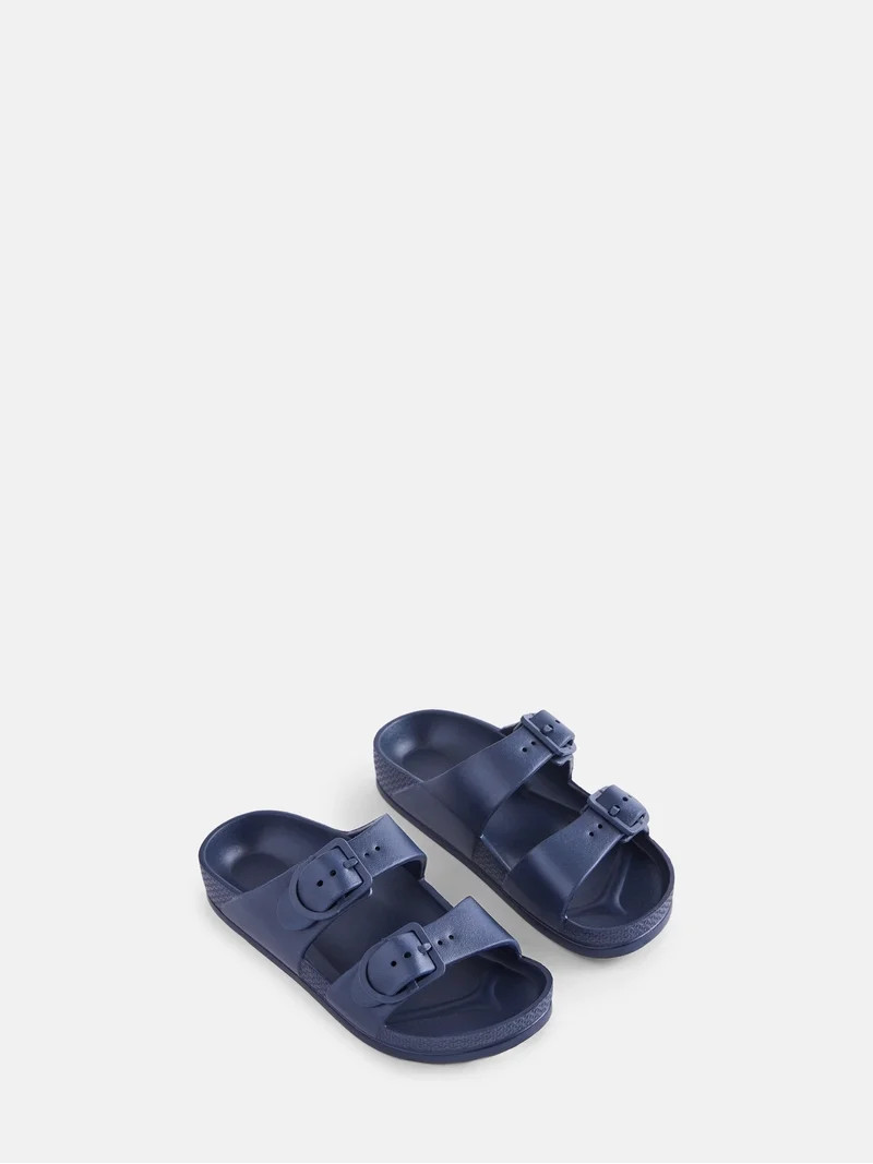 Wonder Nation Little and Big Boys or Girls Two Buckle Footbed Slide Sandals | Walmart (US)