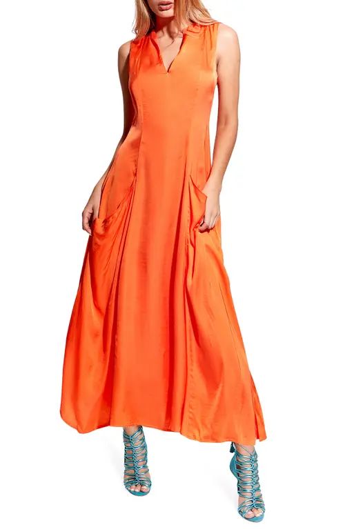 AS by DF Arlenis Sleeveless Maxi Dress in Tangerine at Nordstrom, Size X-Small | Nordstrom