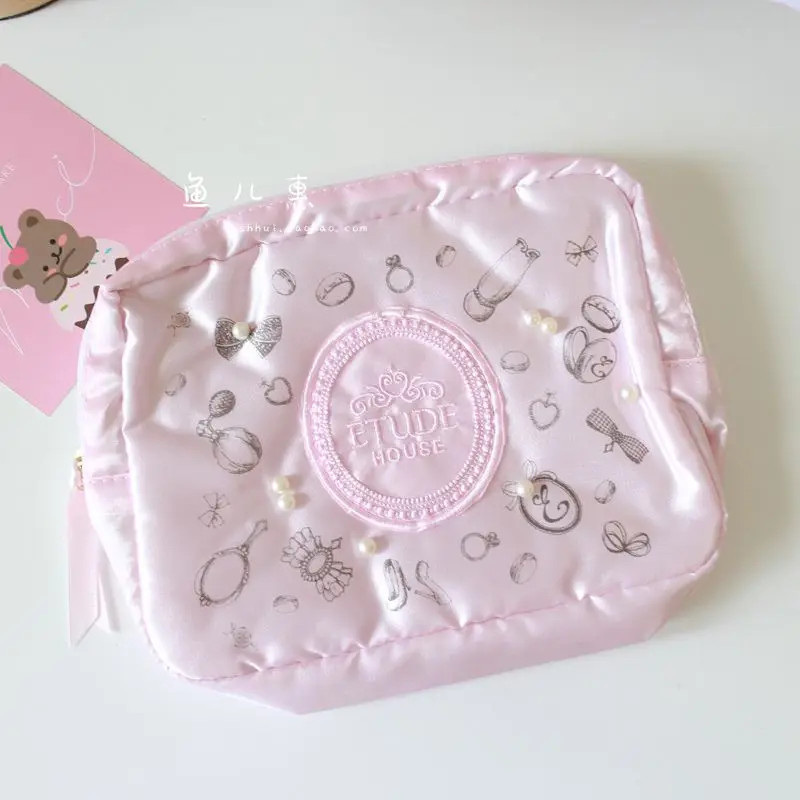 New Square Handheld Makeup Bag in Solid Polyester for Women's Wash Bag Silk Pearl Design with Ado... | AliExpress (US)
