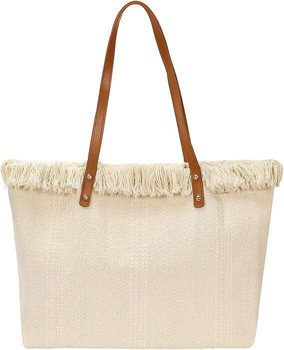 Womens Large Capacity Cotton Linen Woven Tote Summer Beach Shoulder Bag Weaving Handbag for Shopp... | Amazon (US)