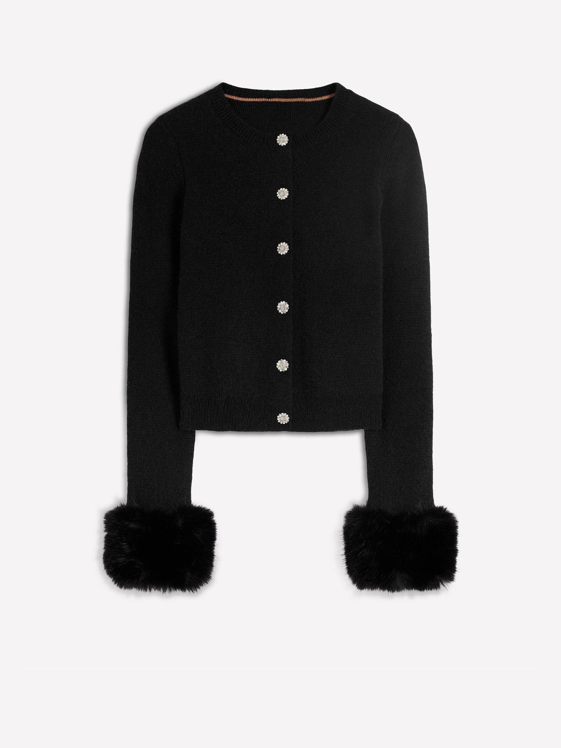 Boden Boden Black Fur Trim Cardigan | Next US