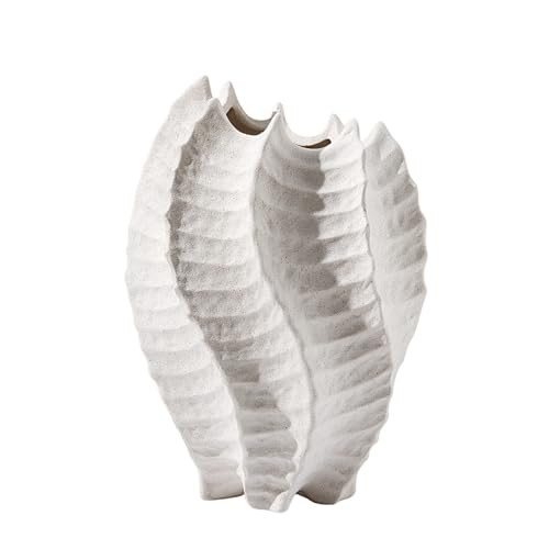 BUICCE Ceramic Coastal Vase for Flowers, Large Off White Decorative Piece, Modern Styling for Home or Office | Amazon (US)