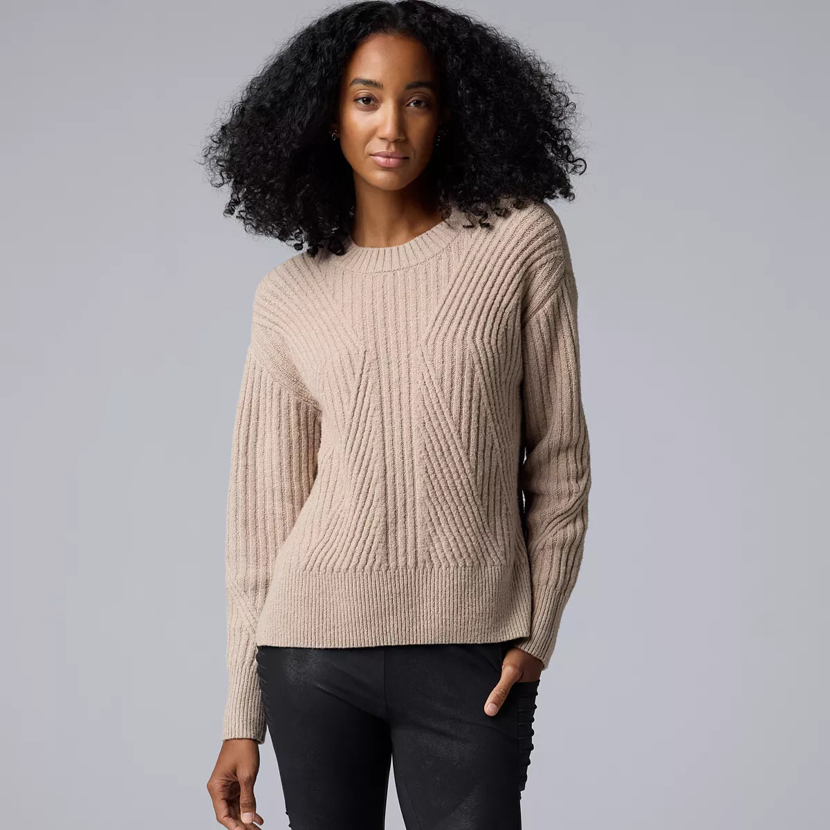 Women's Simply Vera Vera Wang Directional Rib Pullover | Kohl's
